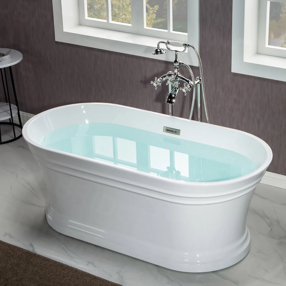 Standing White Acrylic Bathtubs Modern Stand Alone Soaking Tub With Polished Chrome CUPC Certified Slotted Overflow
Standing White Acrylic Bathtubs Modern Stand Alone Soaking Tub With Polished Chrome CUPC Certified Slotted Overflow