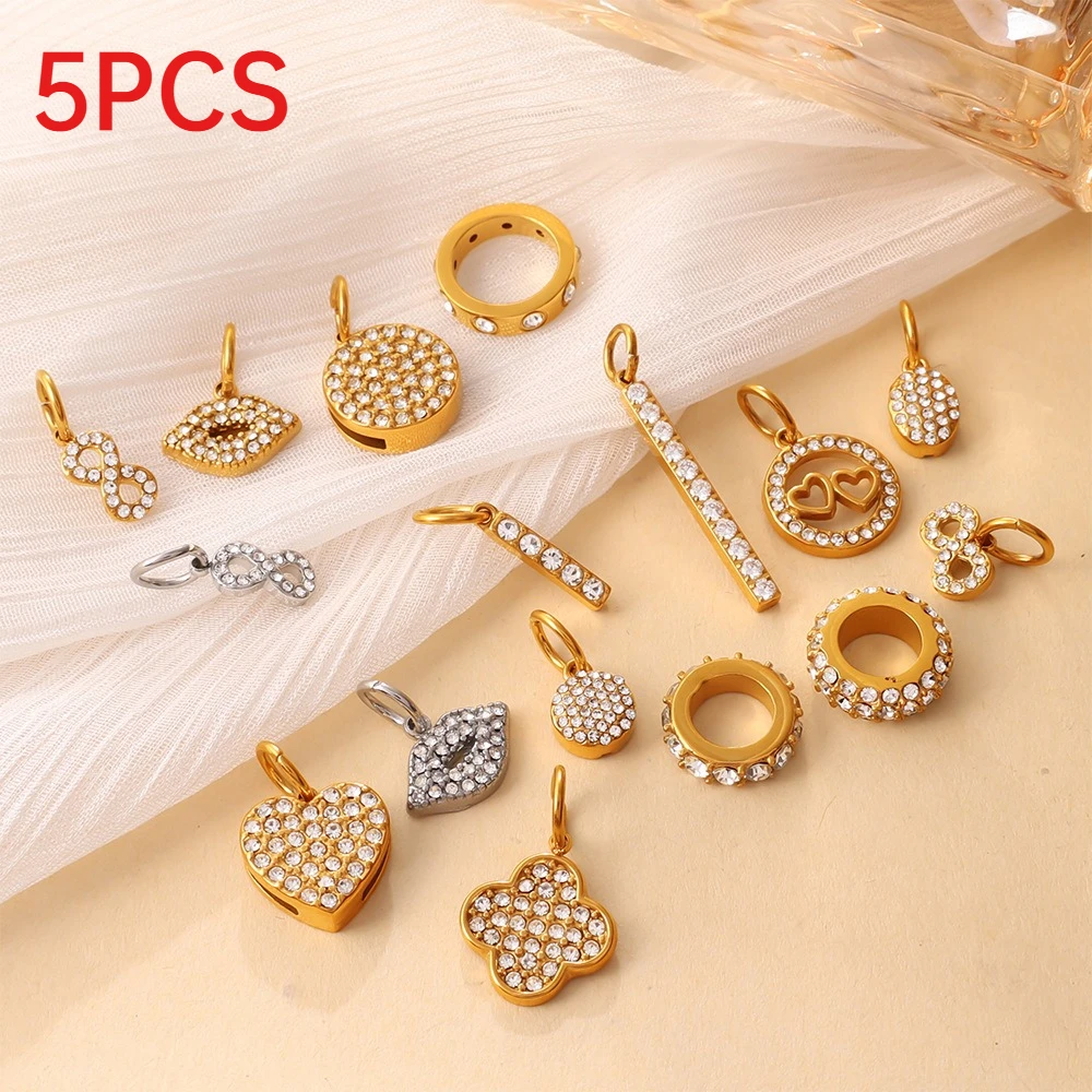 5Pcs Rhinestone Inlaid Stainless Steel Charms Shiny Luxury DIY Pendants For Earrings Necklaces Jewelry Making Accessories
5Pcs Rhinestone Inlaid Stainless Steel Charms Shiny Luxury DIY Pendants For Earrings Necklaces Jewelry Making Accessories