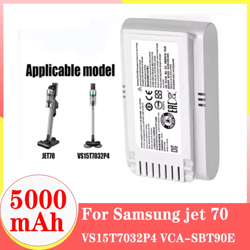 NEW Original replacement battery 21.6 V 5000mAh for samsung jet 70 VS15T7032P4 VCA-SBT90E Vacuum Cleaner Batteries
NEW Original replacement battery 21.6 V 5000mAh for samsung jet 70 VS15T7032P4 VCA-SBT90E Vacuum Cleaner Batteries