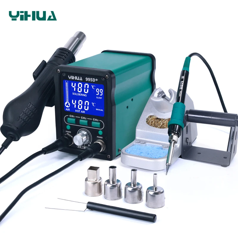 CH1/CH2/CH3 Three Storage YIHUA 995D+ Desoldering Hot air Rework Soldering Station
CH1/CH2/CH3 Three Storage YIHUA 995D+ Desoldering Hot air Rework Soldering Station