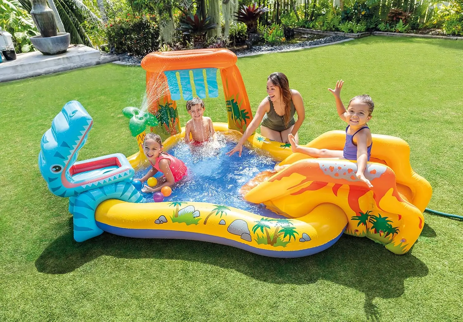 Inflatable Dinosaur Play Center Outdoor Playhouse Inflatable Water Park with Kid Pool Slide, Water Sprayer, Waterfall
Inflatable Dinosaur Play Center Outdoor Playhouse Inflatable Water Park with Kid Pool Slide, Water Sprayer, Waterfall