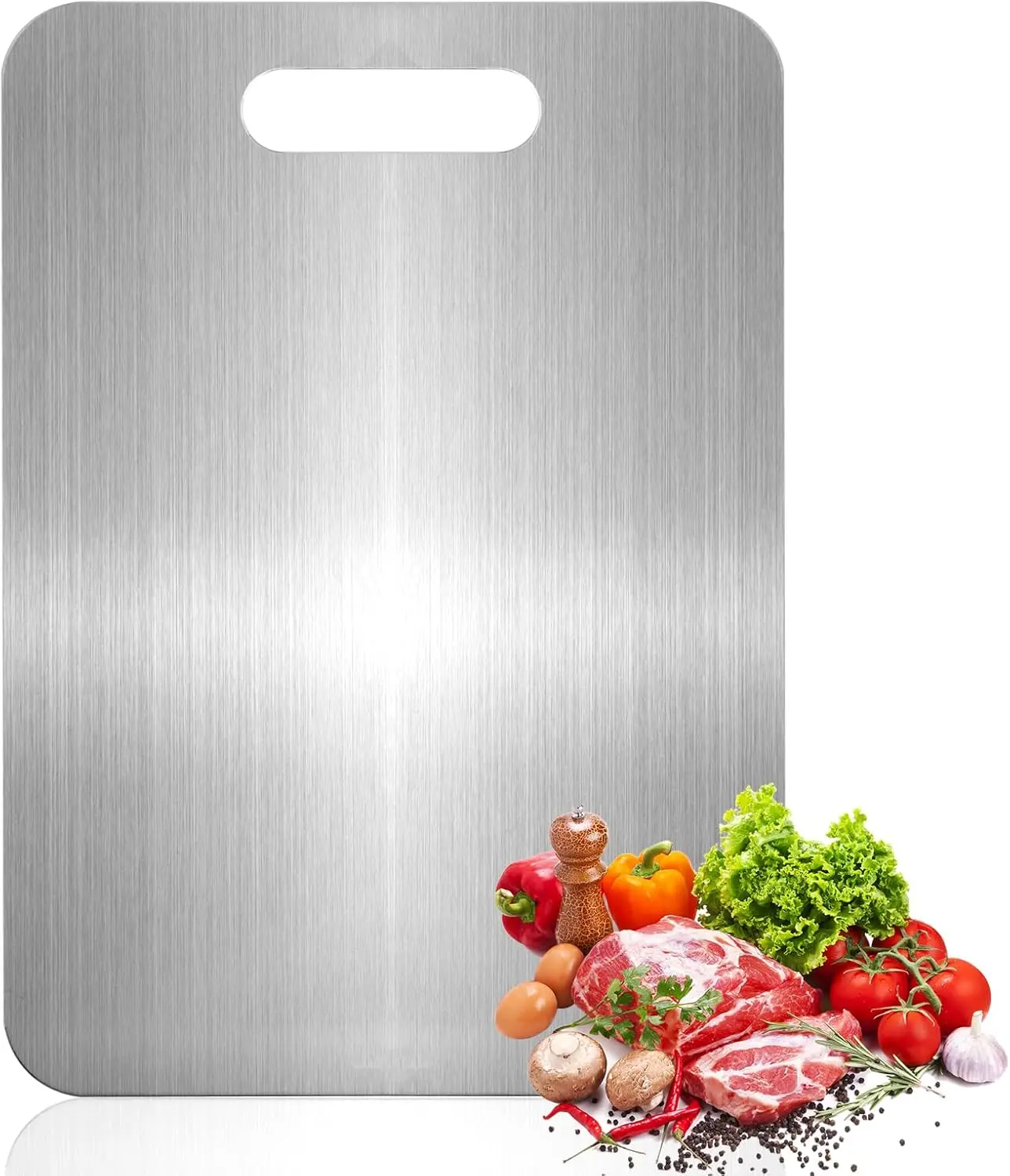 Titanium Cutting Boards for Kitchen, Food Grade 304 Stainless Steel Cutting Board Set for Meat Fruit and Vegetable (13.4 * 9 Inch)
Titanium Cutting Boards for Kitchen, Food Grade 304 Stainless Steel Cutting Board Set for Meat Fruit and Vegetable (13.4 * 9 Inch)