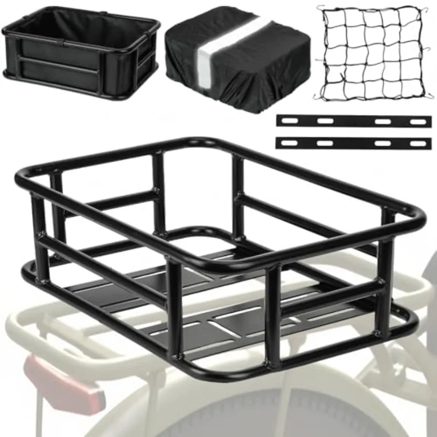 Bike Basket Rear - Large Capacity Heavy Duty Bicycle Basket with Liner, Cargo Net, Waterproof Cover - Ebike Accessories for Adu
Bike Basket Rear - Large Capacity Heavy Duty Bicycle Basket with Liner, Cargo Net, Waterproof Cover - Ebike Accessories for Adu