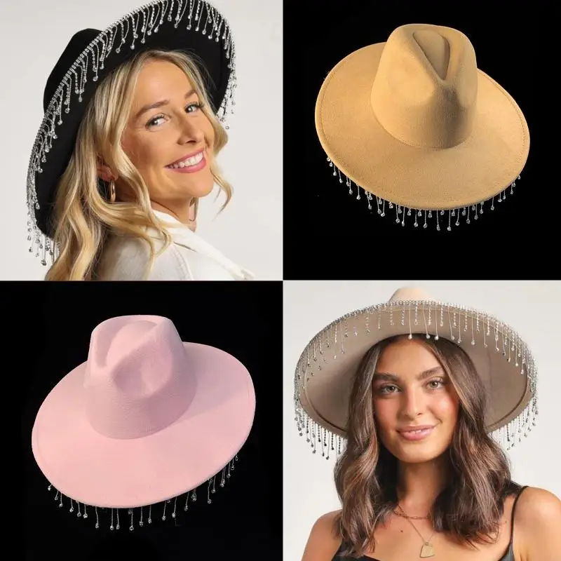 P88B Hat for Rhinestone Tassel Hat Fedora Hats Fedora Hats Wide Brim Hat Party Props For Photo
P88B Hat for Rhinestone Tassel Hat Fedora Hats Fedora Hats Wide Brim Hat Party Props For Photo