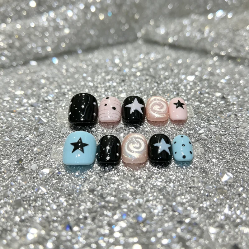 10pcs Handmade Nail Cat-eye Short-style Striped Polka-dot and Star Designs Press-on Nails Perfect As Gifts for Girls and Friends
10pcs Handmade Nail Cat-eye Short-style Striped Polka-dot and Star Designs Press-on Nails Perfect As Gifts for Girls and Friends