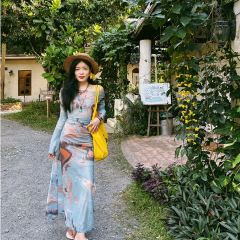 Cool Beach Style Floral Print off Shoulder Long Dress with Slits Casual Polyester Fiber Women's Dress Spring Summer Fashion
Cool Beach Style Floral Print off Shoulder Long Dress with Slits Casual Polyester Fiber Women's Dress Spring Summer Fashion