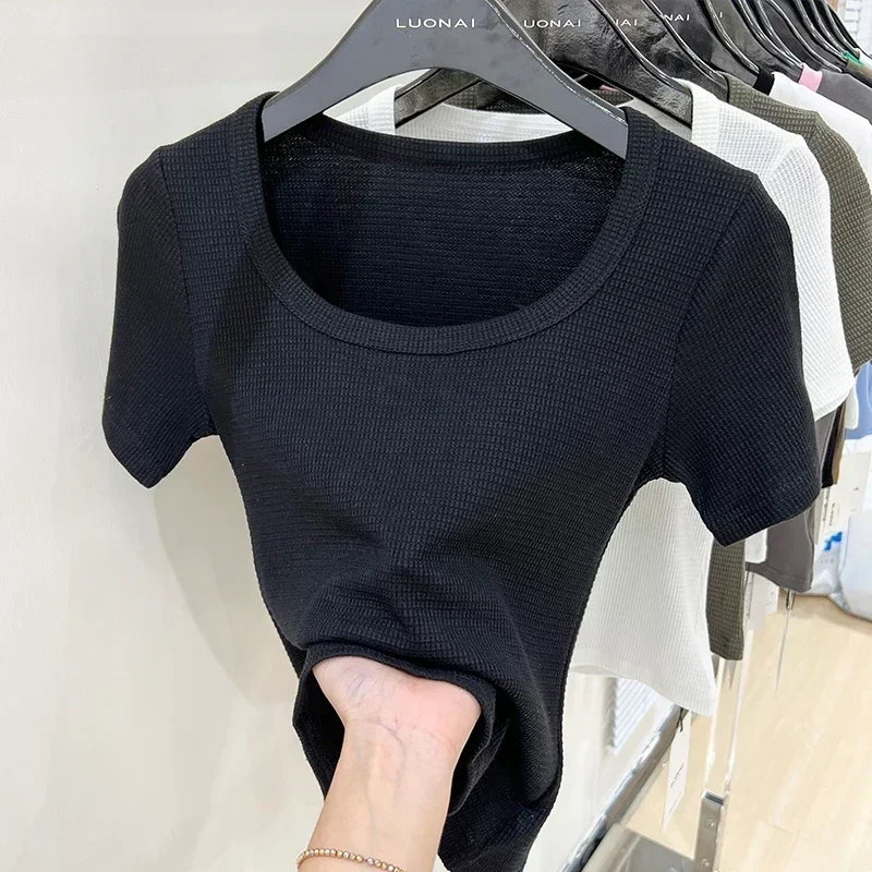 Basic Solid Top Short Sleeve Crewneck Skinny T-shirt Summer 2025 Casual Tee For Women Y2k Vintage Top Harajuku Streetwear
Basic Solid Top Short Sleeve Crewneck Skinny T-shirt Summer 2025 Casual Tee For Women Y2k Vintage Top Harajuku Streetwear