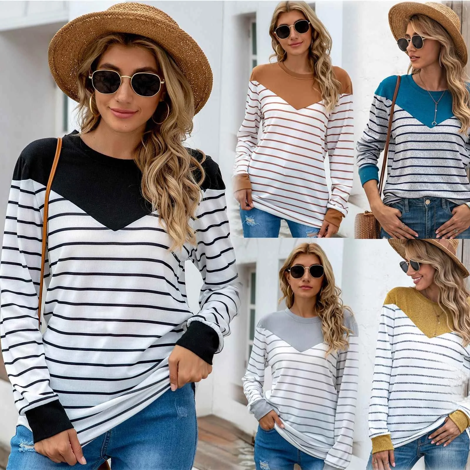 Women's Knitted Striped Patchwork Long Sweatshirt Casual Comfortable Waist-Cinching Style Color Crew Neck Hoodie
Women's Knitted Striped Patchwork Long Sweatshirt Casual Comfortable Waist-Cinching Style Color Crew Neck Hoodie