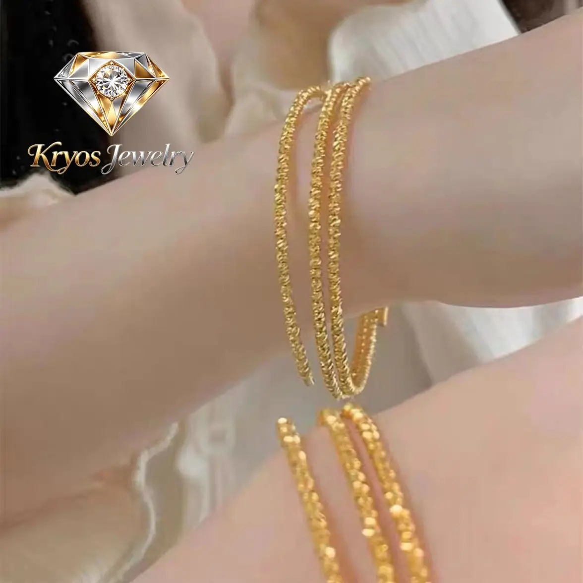 Kryos Jewelry Women's 24K Gold AU999 Three-Life Sparkling Disco Bead Bracelet | Geometric minimalist beads, professional yet cha
Kryos Jewelry Women's 24K Gold AU999 Three-Life Sparkling Disco Bead Bracelet | Geometric minimalist beads, professional yet cha