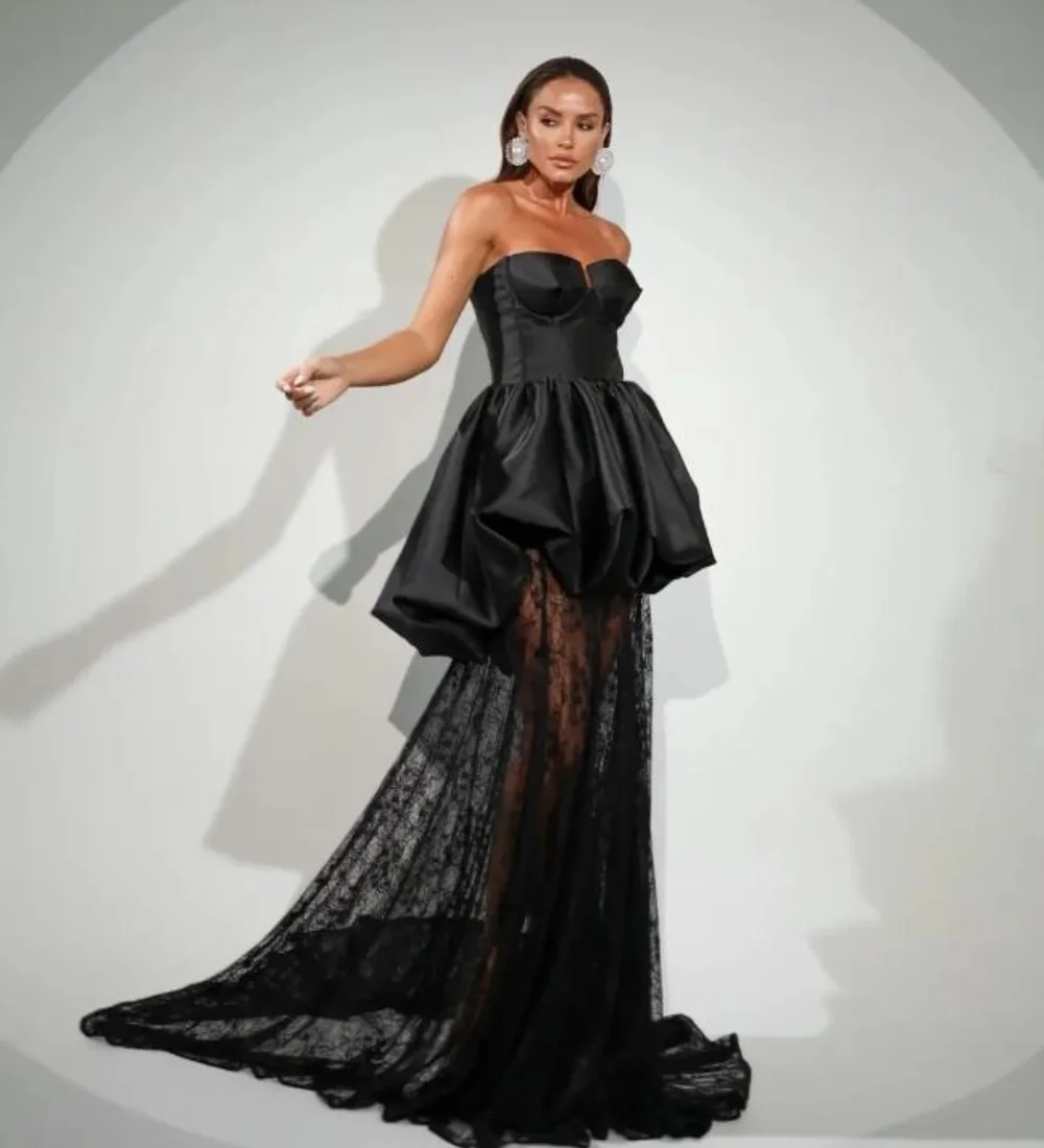 Customized Black Sexy Fashion Lace Pleat Mermaid Strapless Long Dresses Evening Dresses Sizes Available High Quality for Woman
Customized Black Sexy Fashion Lace Pleat Mermaid Strapless Long Dresses Evening Dresses Sizes Available High Quality for Woman