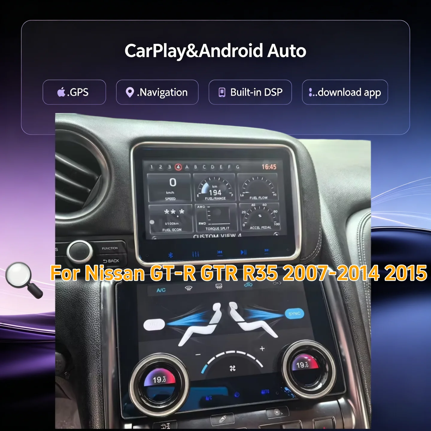 Автомагнитола 9+10 дюймов для Nissan GT-R GTR R35 2007-2014 2015 с GPS-навигацией, беспроводным CarPlay, мультимедиа и панелью управления климат-контролем
Автомагнитола 9+10 дюймов для Nissan GT-R GTR R35 2007-2014 2015 с GPS-навигацией, беспроводным CarPlay, мультимедиа и панелью управления климат-контролем