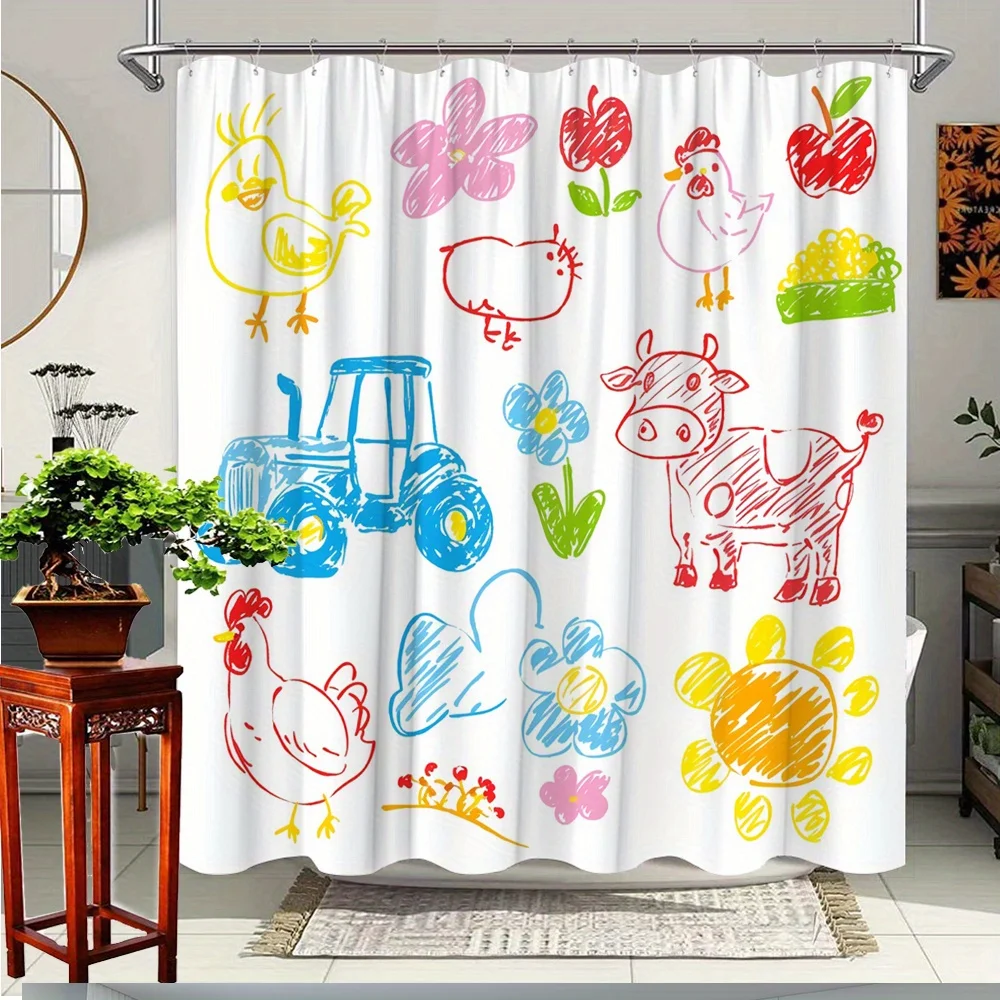 1pc Farm Animals and Cute Flowers Shower Curtain, Decorative Bath Curtain, Polyester Fabric, Fun Bathroom Decor with 12 Hooks,
1pc Farm Animals and Cute Flowers Shower Curtain, Decorative Bath Curtain, Polyester Fabric, Fun Bathroom Decor with 12 Hooks,