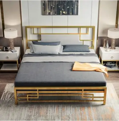 hb-New Design European Stylish Modern Bedroom Furniture Gold Iron Frame Soft Bed!
hb-New Design European Stylish Modern Bedroom Furniture Gold Iron Frame Soft Bed!