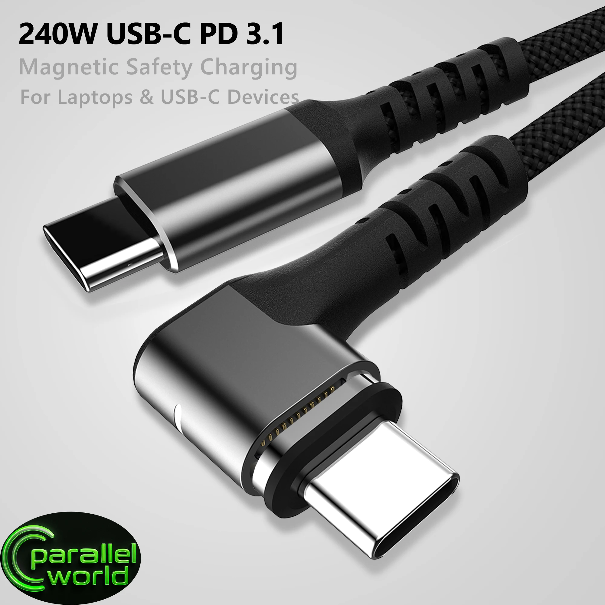 PARALLEL WORLD 240W USB-C PD 3.1 Magnetic Fast Charging Cable for Laptops, Safe Magnetic Disconnect, Compatible with MacBook, Wi
PARALLEL WORLD 240W USB-C PD 3.1 Magnetic Fast Charging Cable for Laptops, Safe Magnetic Disconnect, Compatible with MacBook, Wi