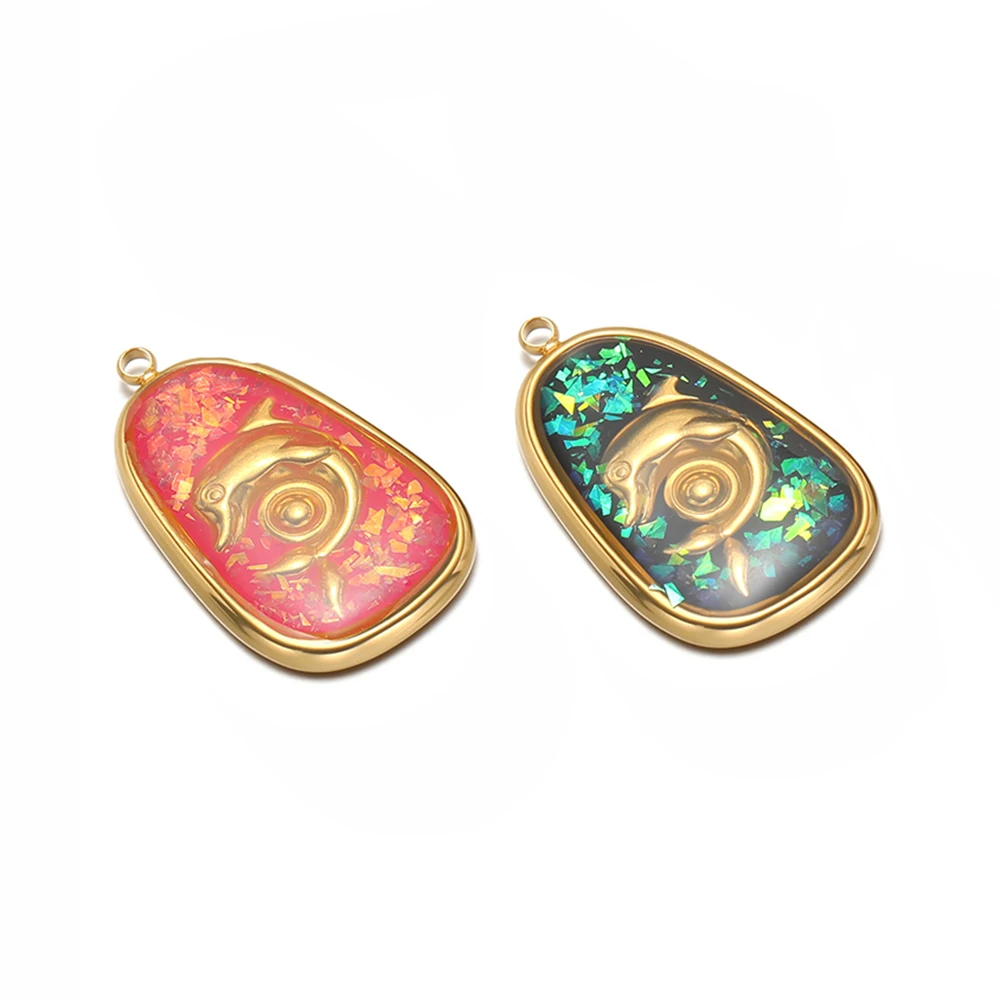 4Pcs Stainless Steel Colored Enamel Dolphin Pendants PVD Gold Oval Charms for DIY Jewelry Making Necklace Earrings Decoration
4Pcs Stainless Steel Colored Enamel Dolphin Pendants PVD Gold Oval Charms for DIY Jewelry Making Necklace Earrings Decoration