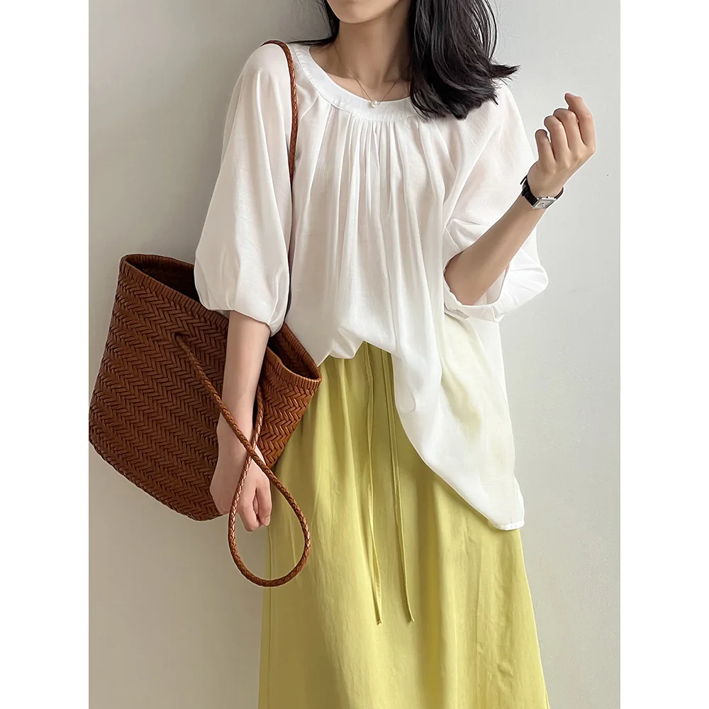 Women Clothes Fashion Casual Round Neck Sun Protection Doll Shirt 2024 Summer Solid Color Simple Thin Temperament Gentle Shirt
Women Clothes Fashion Casual Round Neck Sun Protection Doll Shirt 2024 Summer Solid Color Simple Thin Temperament Gentle Shirt