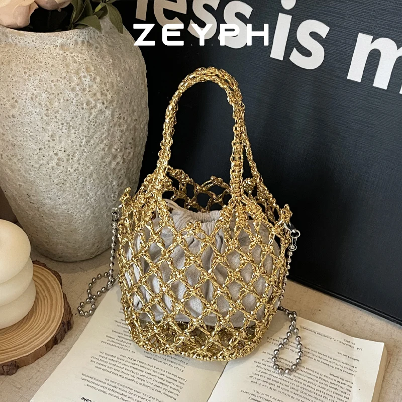 Zeyph Women Woven Hand Bag Exquisite Design Hollow-out Wooden Bead Tote Bucket Shoulder Bag Female Summer Beach Handbag
Zeyph Women Woven Hand Bag Exquisite Design Hollow-out Wooden Bead Tote Bucket Shoulder Bag Female Summer Beach Handbag