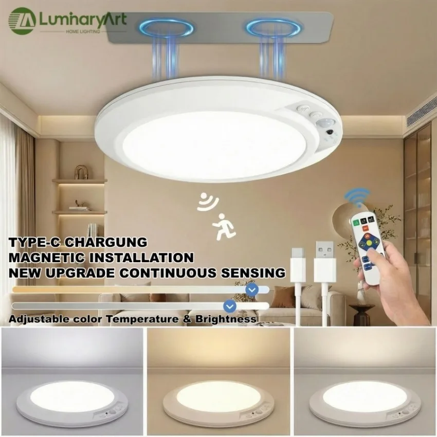 Rechargeable Motion Sensor LED Ceiling Light Magnetic Mount Dimmable Wireless Sensor Lamp for Garage Stairs Hallway Closet Porch
Rechargeable Motion Sensor LED Ceiling Light Magnetic Mount Dimmable Wireless Sensor Lamp for Garage Stairs Hallway Closet Porch