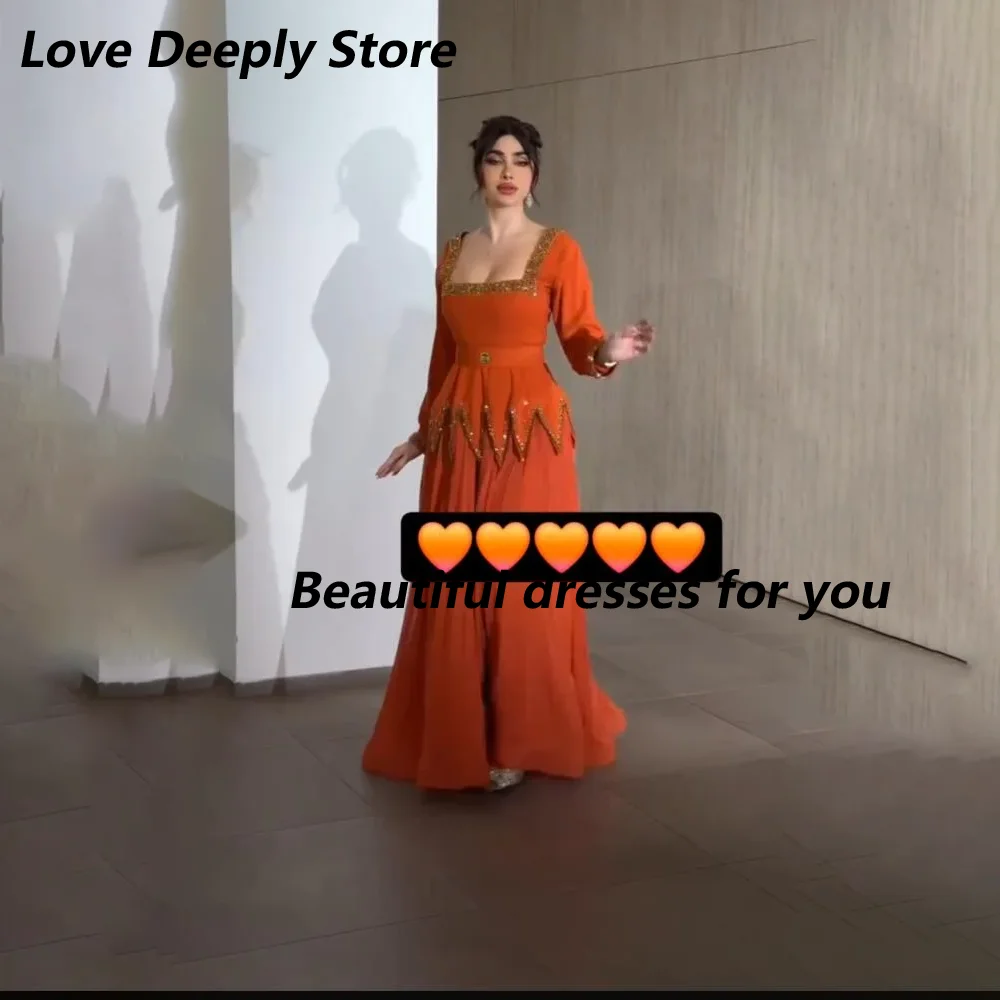 Orange Evening Dress Square Neck Bead Sequin Long Sleeves Evening Gonws A Line Floor Length Formal Party Dress 2025 Customized
Orange Evening Dress Square Neck Bead Sequin Long Sleeves Evening Gonws A Line Floor Length Formal Party Dress 2025 Customized