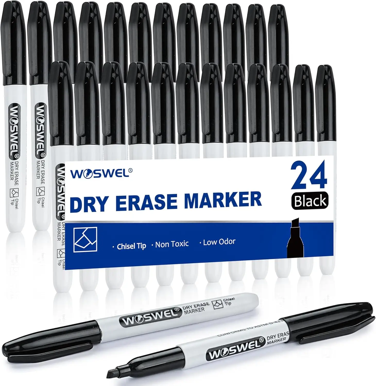 Dry Erase Markers, 24 Pack Black Chisel Tip Whiteboard Markers for School Office Home
Dry Erase Markers, 24 Pack Black Chisel Tip Whiteboard Markers for School Office Home