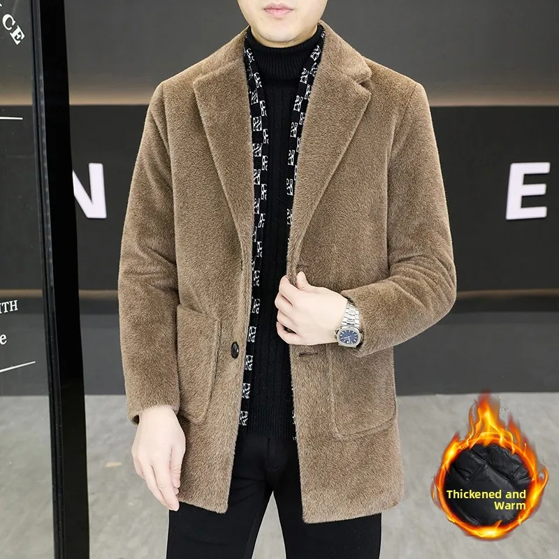 Thickened Cotton Woolen Men's Coat Medium Length Slim Fit Autumn Winter Outerwear Fashionable City Style Youth Fashion
Thickened Cotton Woolen Men's Coat Medium Length Slim Fit Autumn Winter Outerwear Fashionable City Style Youth Fashion