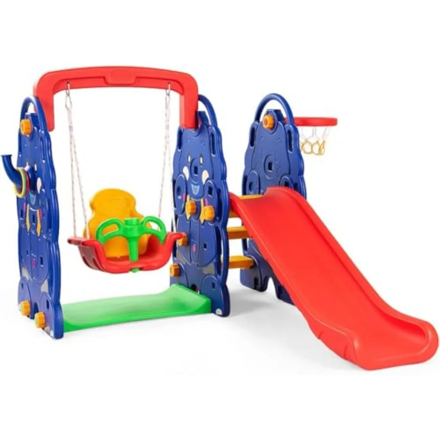 5-in-1 Toddler Slide with Swing Indoor Playground w/Climber Toss and Basketball Hoop Backyards Slide Sets for Baby Indoor Outdo
5-in-1 Toddler Slide with Swing Indoor Playground w/Climber Toss and Basketball Hoop Backyards Slide Sets for Baby Indoor Outdo