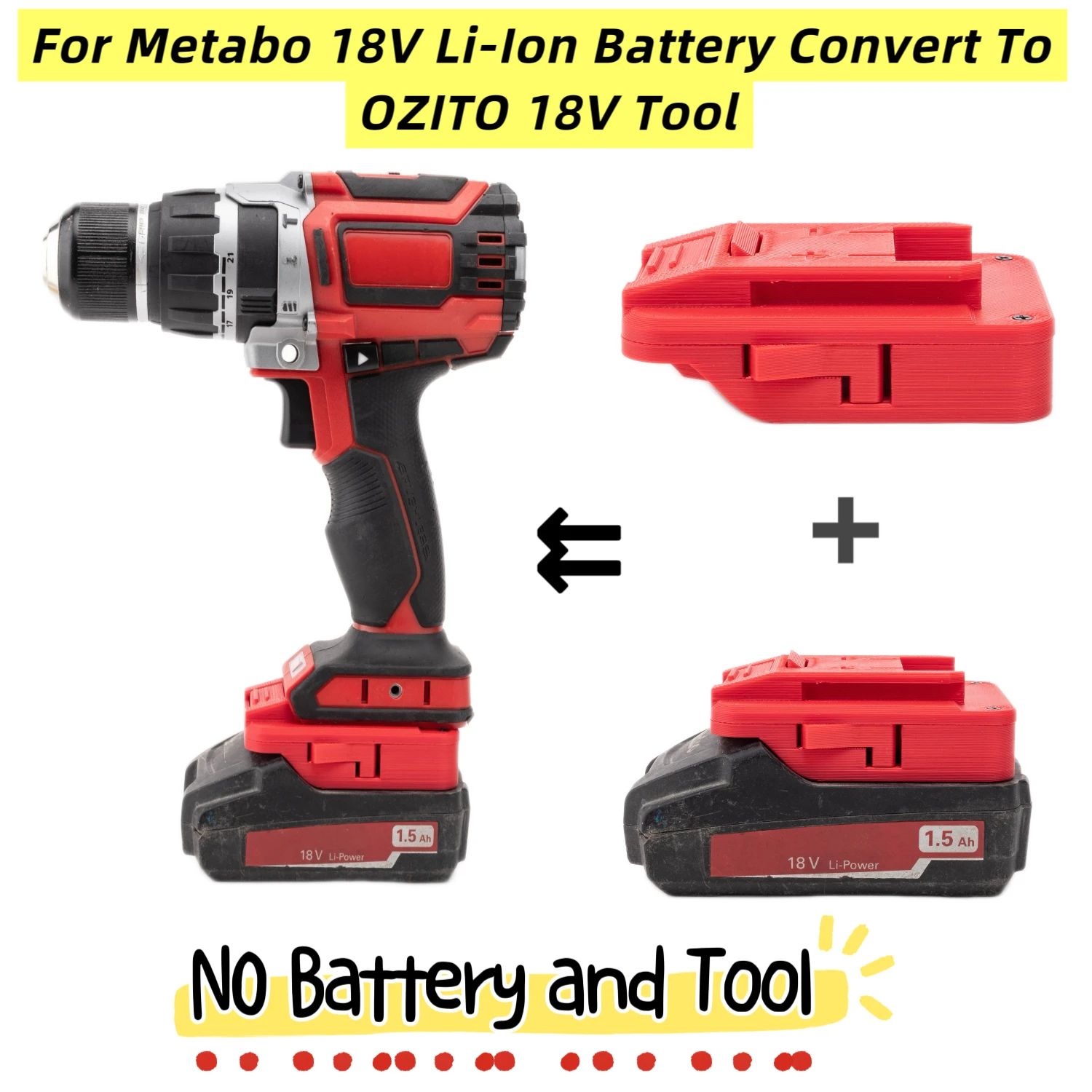 For Metabo 18V Li-Ion Battery Convert To OZITO 18V Cordless Portable Electric Drill Tool Adapter Accessories(NO Battery)
For Metabo 18V Li-Ion Battery Convert To OZITO 18V Cordless Portable Electric Drill Tool Adapter Accessories(NO Battery)