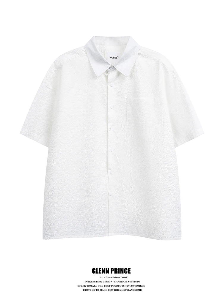 American Style Short Sleeve Bubble Shirt Men's White Cotton Casual Shirt Summer Breathable Comfortable Fashionable Commute Shirt
American Style Short Sleeve Bubble Shirt Men's White Cotton Casual Shirt Summer Breathable Comfortable Fashionable Commute Shirt