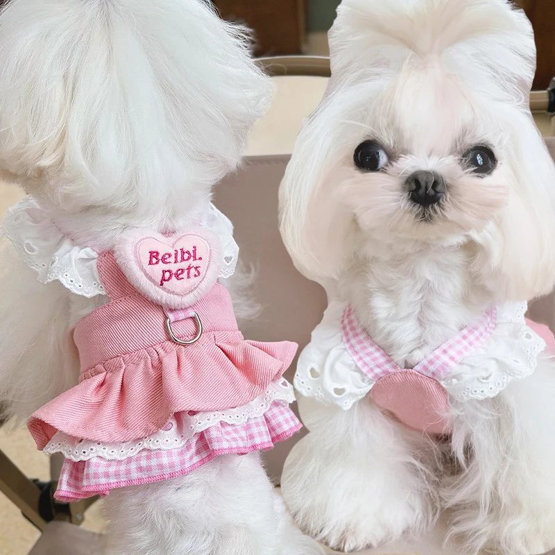 Pet Peach Heart Denim Skirt Dog Pull Chest Back Clothes in Spring and Summer Breathable Dog Walking Harness Collar
Pet Peach Heart Denim Skirt Dog Pull Chest Back Clothes in Spring and Summer Breathable Dog Walking Harness Collar