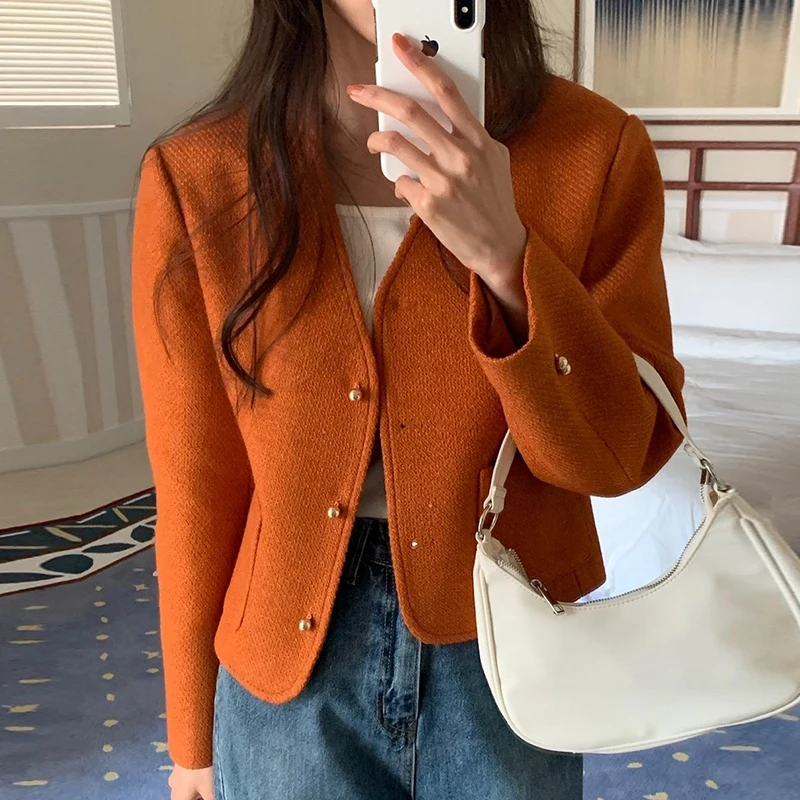 Chic Autumn/Winter Retro Fragrant V-Neck Single Breasted Loose Casual Long Sleeved Thick Tweed Coat Women Jackets
Chic Autumn/Winter Retro Fragrant V-Neck Single Breasted Loose Casual Long Sleeved Thick Tweed Coat Women Jackets
