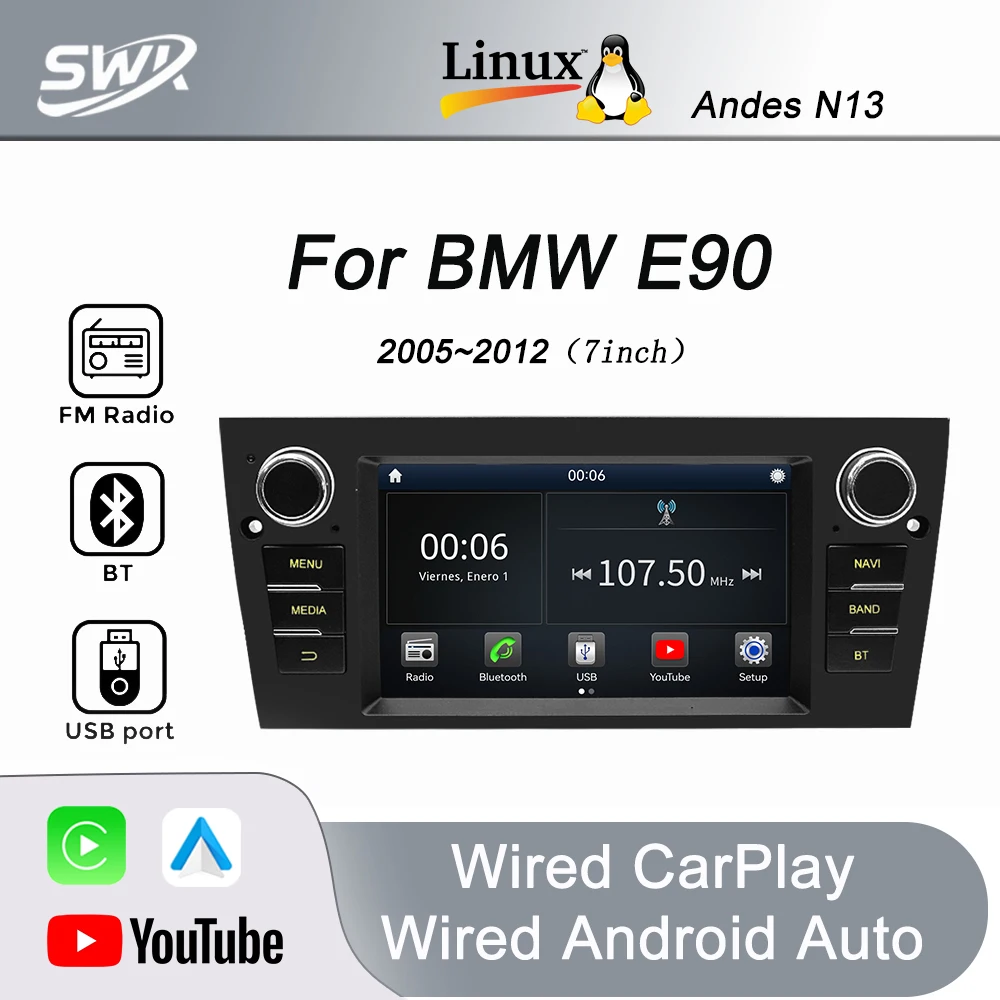 Автомагнитола для BMW E90 с Linux-системой, 7-дюймовый экран, USB, CarPlay, Android Auto, FM, DSP, Bluetooth, Mirror-link, Plug and Play
Автомагнитола для BMW E90 с Linux-системой, 7-дюймовый экран, USB, CarPlay, Android Auto, FM, DSP, Bluetooth, Mirror-link, Plug and Play
