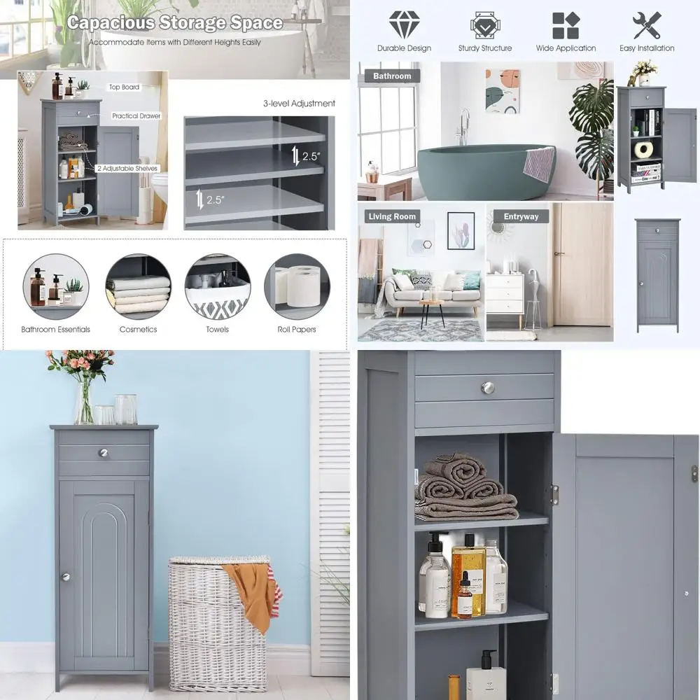 Отдельностоящий шкаф для ванной с выдвижным ящиком и регулируемыми полками, защита от опрокидывания для жилых помещений
Отдельностоящий шкаф для ванной с выдвижным ящиком и регулируемыми полками, защита от опрокидывания для жилых помещений