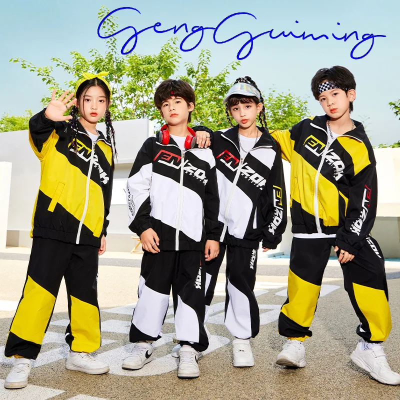 Girls Hip Hop Contrast Coat Streetwear Dance Pants Boys Patchwork Jacket Joggers Kids Jazz Sport Clothes Sets Child Streetwear
Girls Hip Hop Contrast Coat Streetwear Dance Pants Boys Patchwork Jacket Joggers Kids Jazz Sport Clothes Sets Child Streetwear