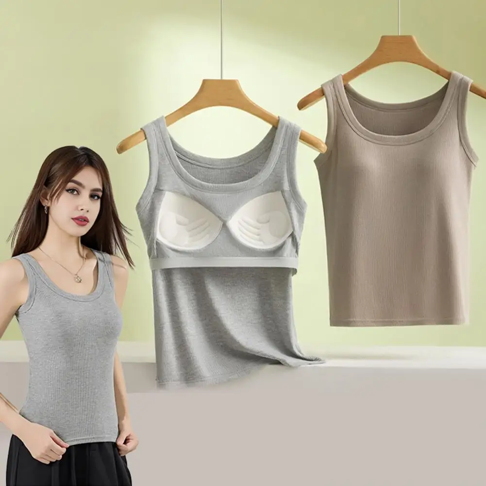 Tank Top with Elastic Belt Stylish Women's Camisole Top with Built-in Padded Bra for Summer Wear Wide Strap Tank Top Multicolor
Tank Top with Elastic Belt Stylish Women's Camisole Top with Built-in Padded Bra for Summer Wear Wide Strap Tank Top Multicolor