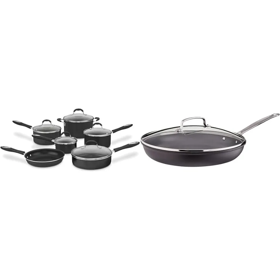 11Piece Nonstick Cookware Set Black 5511BK and 12Inch Skillet NonstickHardAnodized with Glass Cover 62230G 
11Piece Nonstick Cookware Set Black 5511BK and 12Inch Skillet NonstickHardAnodized with Glass Cover 62230G
