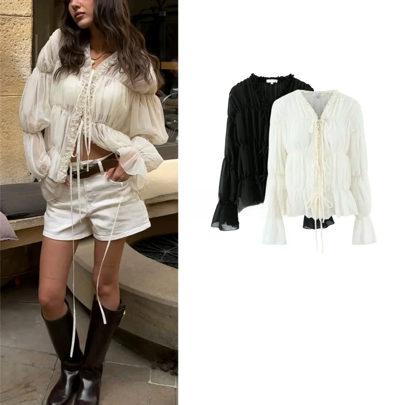Spring Summer New Arrival Women's Casual Loose Fit Shirt with Lace Trim Knot Tie Decoration French Style Polyester ...
Spring Summer New Arrival Women's Casual Loose Fit Shirt with Lace Trim Knot Tie Decoration French Style Polyester ...