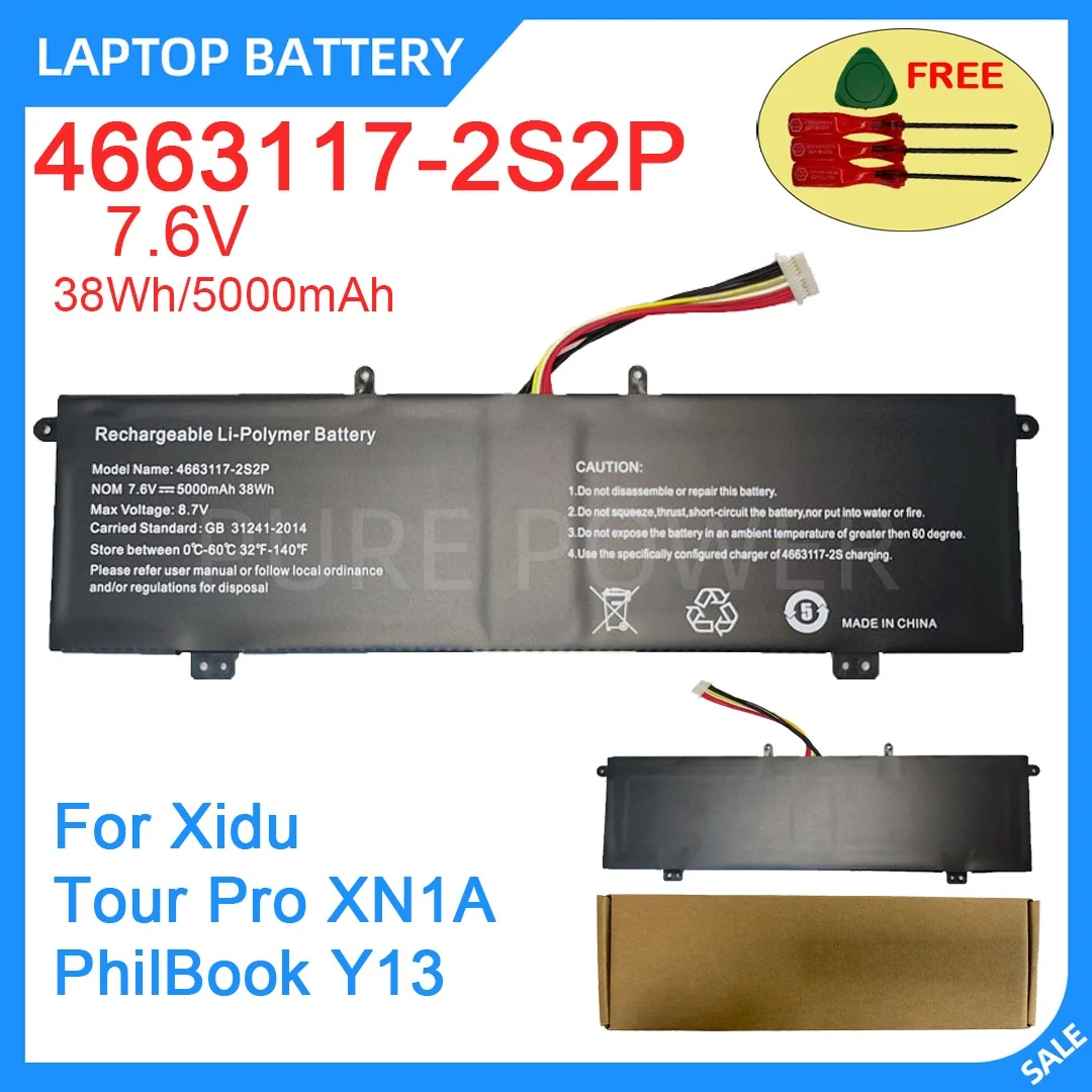 New Laptop Battery 4663117-2S2P 7.6V 38WH 5000mAh High Quality Durable Long Lasting For Xidu Tour Pro XN1A PhilBook Y13
New Laptop Battery 4663117-2S2P 7.6V 38WH 5000mAh High Quality Durable Long Lasting For Xidu Tour Pro XN1A PhilBook Y13