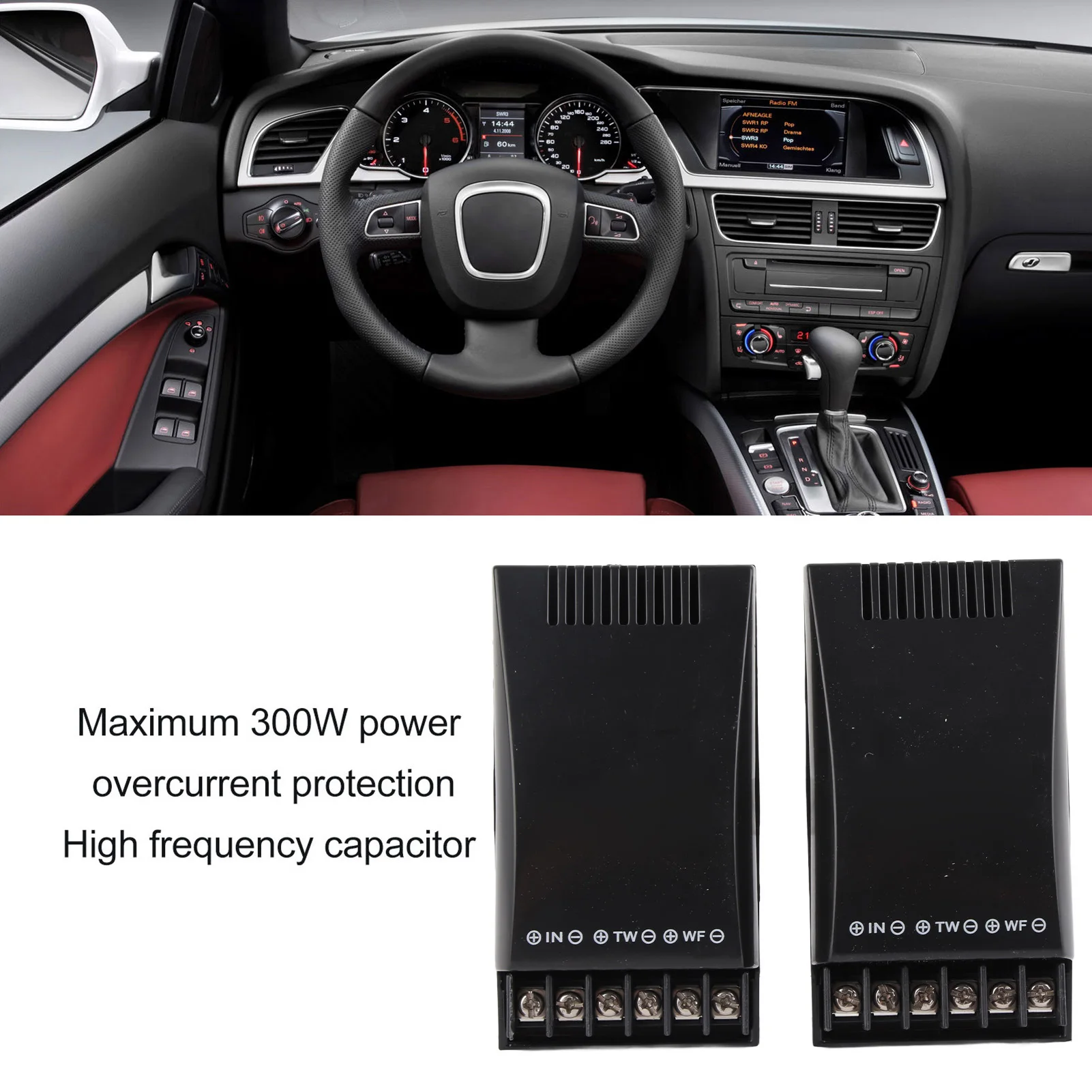 2 Way Crossover, 2Pcs Car Audio Crossover 2 Way 100W Output 12V Correct Sound ABS Shell Car Speaker Crossover for Vehicle
2 Way Crossover, 2Pcs Car Audio Crossover 2 Way 100W Output 12V Correct Sound ABS Shell Car Speaker Crossover for Vehicle