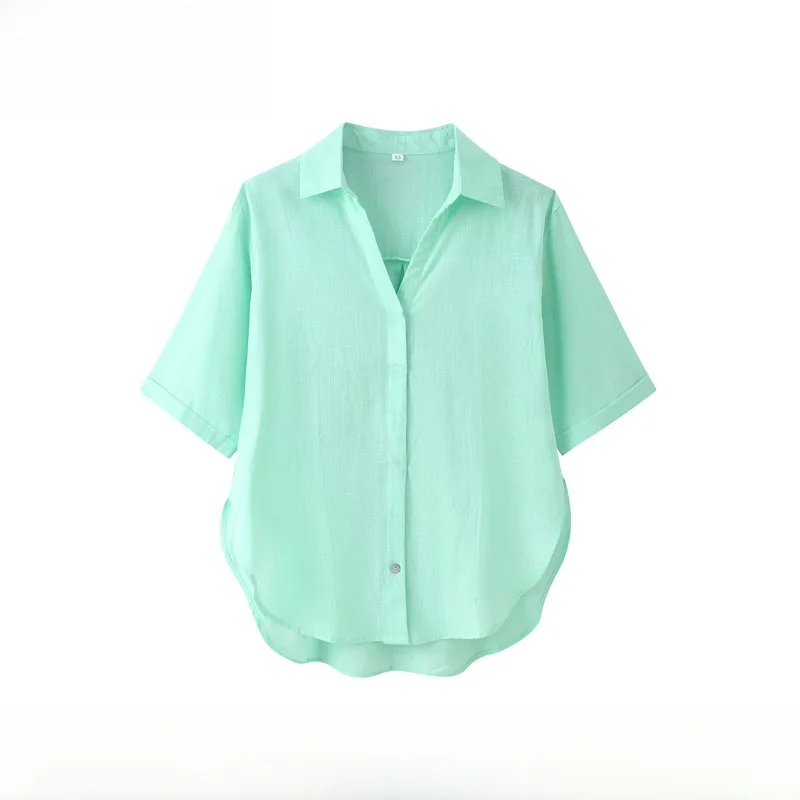 Spring Summer New Arrival Loose Fit Pure Color Shirt for Women Fashionable Versatile Turn-down Collar Polyester Fiber Shirt
Spring Summer New Arrival Loose Fit Pure Color Shirt for Women Fashionable Versatile Turn-down Collar Polyester Fiber Shirt