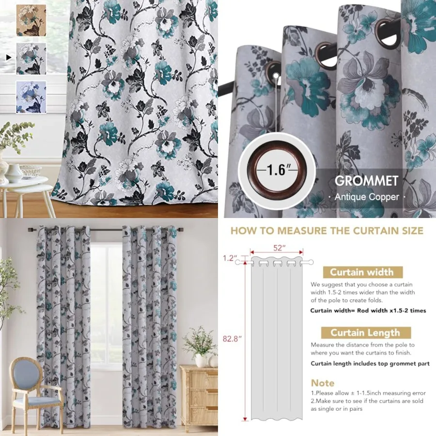 Blackout Curtains for Bedroom/Living Room Thermal Insulated Printed Curtain Drapes 84 Inch Long Energy Efficient Room Darkening
Blackout Curtains for Bedroom/Living Room Thermal Insulated Printed Curtain Drapes 84 Inch Long Energy Efficient Room Darkening