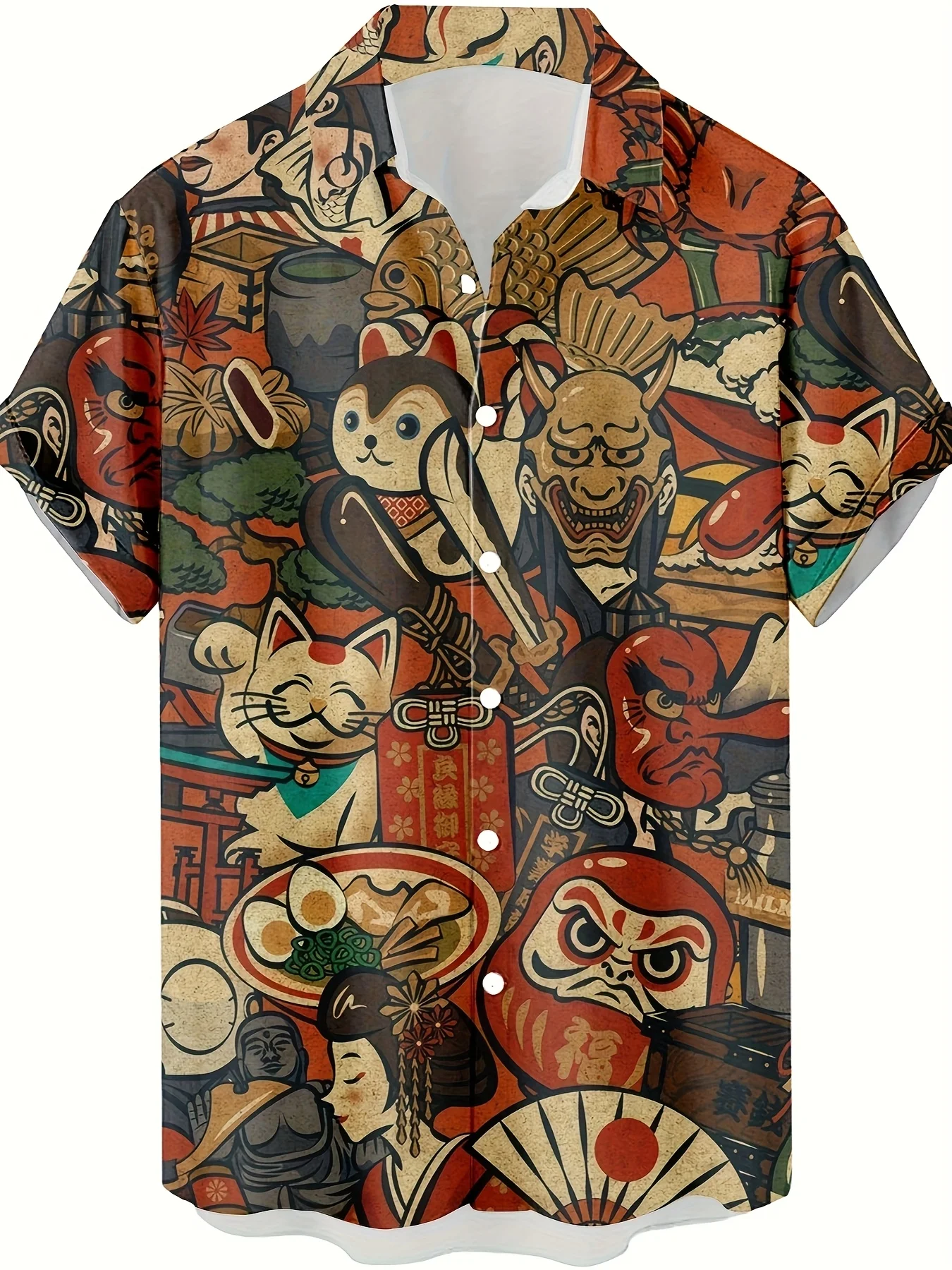 Men's Japanese Traditional Print Short Sleeve Shirt Casual Hawaiian Button Down Shirts For Men Beach Vacation Streetwear
Men's Japanese Traditional Print Short Sleeve Shirt Casual Hawaiian Button Down Shirts For Men Beach Vacation Streetwear