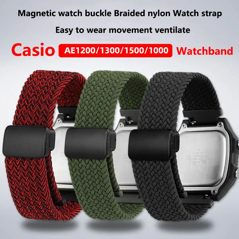 AE-1200 elasticity Braided nylon Watch strap For Casio AE-1200 AE1300 AE1500 movement canvas Watchband Man Black green gray red
AE-1200 elasticity Braided nylon Watch strap For Casio AE-1200 AE1300 AE1500 movement canvas Watchband Man Black green gray red