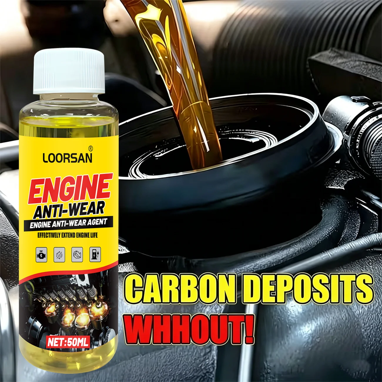 LOORSAN 50ml Engine Anti-Wear Agent Oil Additive for Noise Reduction Extend Engine Life & Friction Reduction
LOORSAN 50ml Engine Anti-Wear Agent Oil Additive for Noise Reduction Extend Engine Life & Friction Reduction