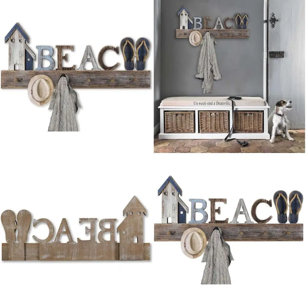 Nautical-Style Wall-Mounted Coat Rack with Key Hooks and Shelf
Nautical-Style Wall-Mounted Coat Rack with Key Hooks and Shelf