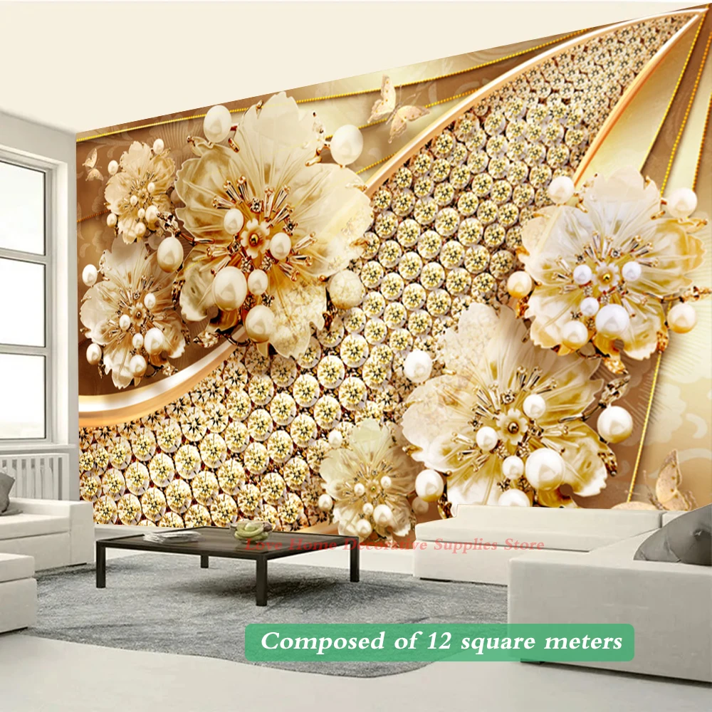 3D Embossed Custom Photo Wallpaper Gold Jewelry Flower Mural European Style Living Room Luxury Decor TV Background Wall Painting
3D Embossed Custom Photo Wallpaper Gold Jewelry Flower Mural European Style Living Room Luxury Decor TV Background Wall Painting