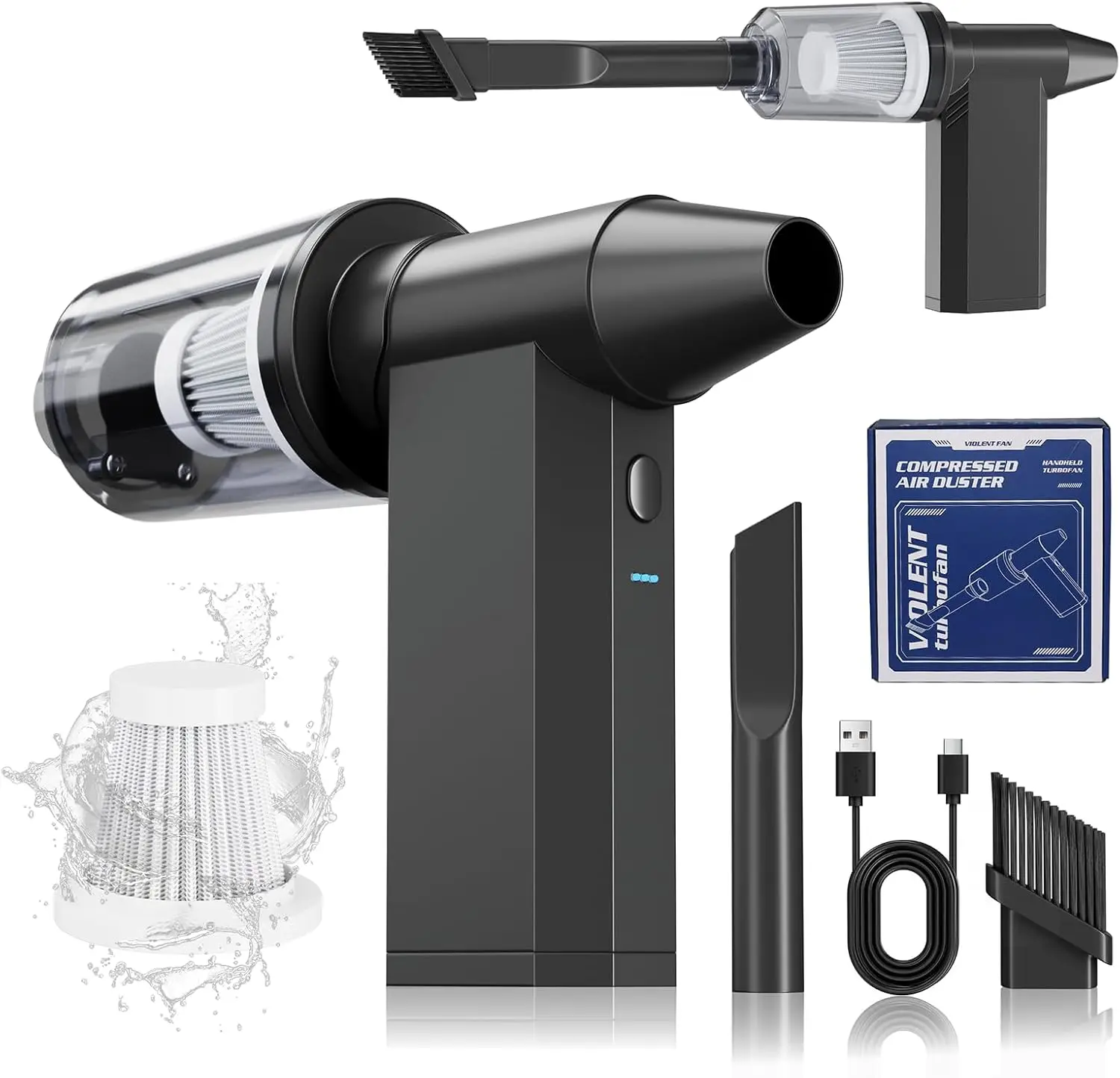 Mini Car Vacuum Cleaner, 2-in-1 Cordless 210K RPM Handheld Vacuum & Air Duster, 4-Gear Adjustable for Car, Home, Office, PC, Key
Mini Car Vacuum Cleaner, 2-in-1 Cordless 210K RPM Handheld Vacuum & Air Duster, 4-Gear Adjustable for Car, Home, Office, PC, Key