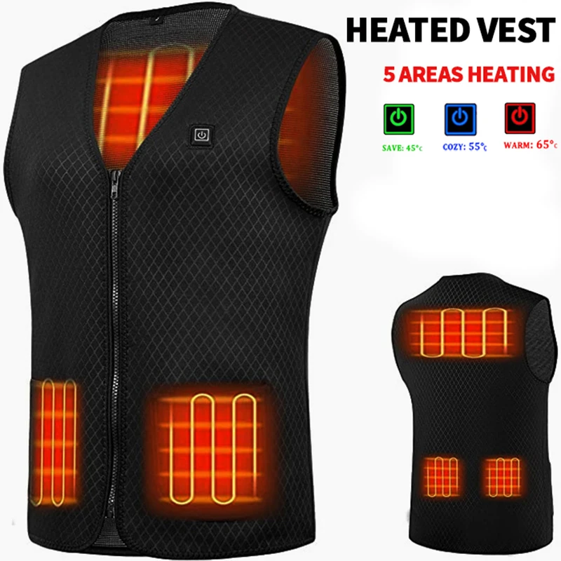 5 Areas Heated Vest Winter Smart Heating Vest Men's Women Outdoor Flexible Thermal Clothing Warm Heated Jacket
5 Areas Heated Vest Winter Smart Heating Vest Men's Women Outdoor Flexible Thermal Clothing Warm Heated Jacket