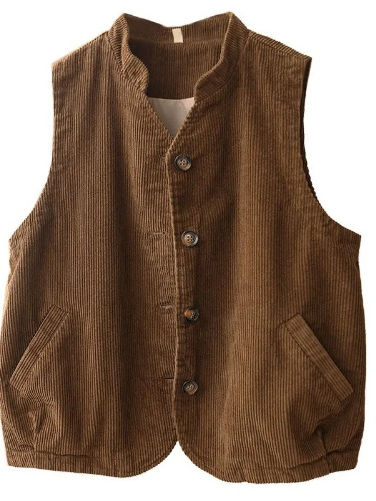 Double Layer Corduroy Vest Women's Outerwear Spring Autumn Loose Sleeveless Jacket Pure Color Stand Collar Yangjing Brand
Double Layer Corduroy Vest Women's Outerwear Spring Autumn Loose Sleeveless Jacket Pure Color Stand Collar Yangjing Brand