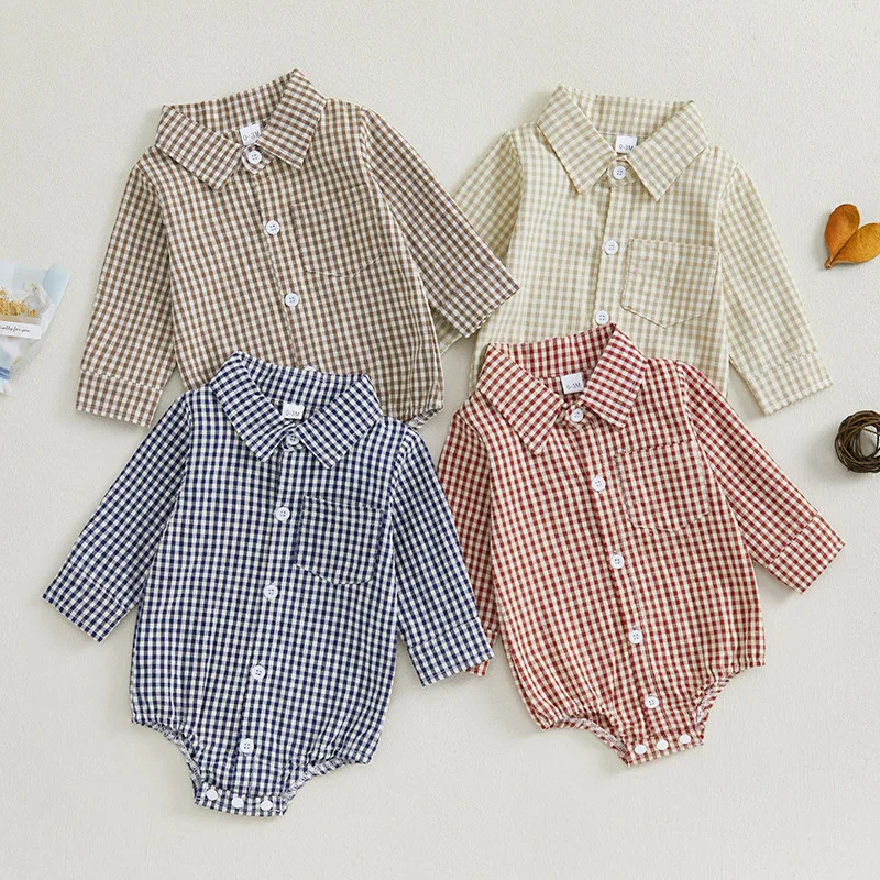 Spring Autumn Baby Clothes 0-18M Retro Plaid Infant Boys Bodysuit Toddler Shirt Collar Casual One Piece
Spring Autumn Baby Clothes 0-18M Retro Plaid Infant Boys Bodysuit Toddler Shirt Collar Casual One Piece