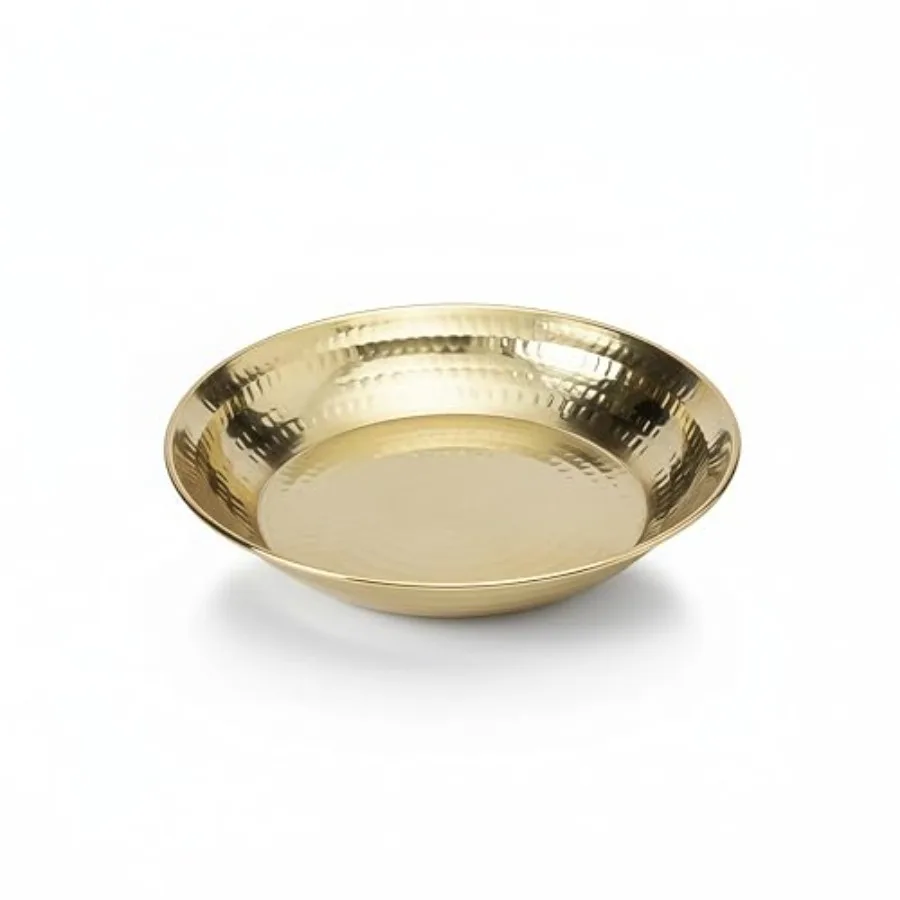 Handcrafted Pure Brass Paraat 14 Inch Large Kneading and Mixing Bowl for Atta, Traditional Golden Finish
Handcrafted Pure Brass Paraat 14 Inch Large Kneading and Mixing Bowl for Atta, Traditional Golden Finish